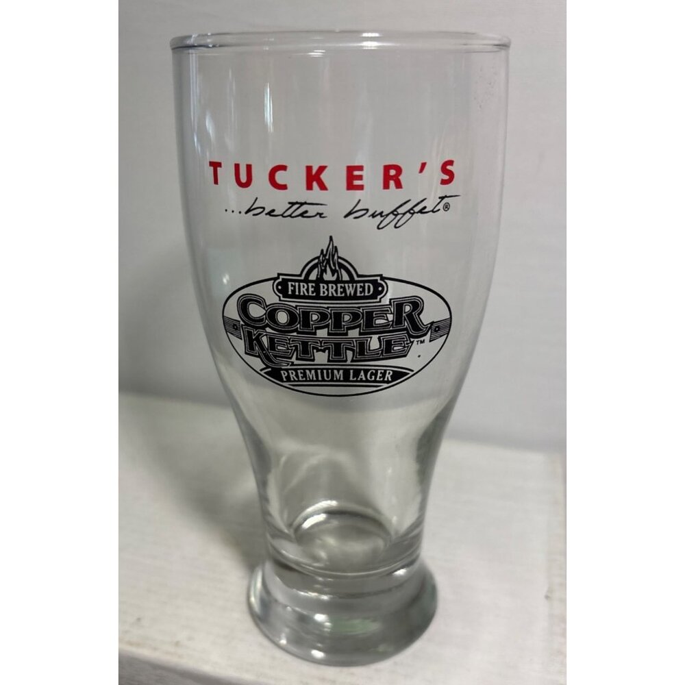 Tuckers Beer Pint Glass Copper Kettle 6.5" Tall Fire Brewed Logo